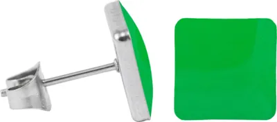 Produktbild von Chirurgenstahl Ohrstecker Emaille Quadrat Farbe - Hellgrün Größe - 9 mm