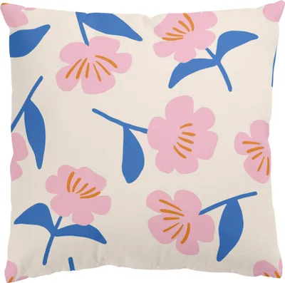 Produktbild von Dekokissen Muster draußen / Outdoor Zierkissen waschbar Blumenmuster rosa Sofakissen ohne Füllung
