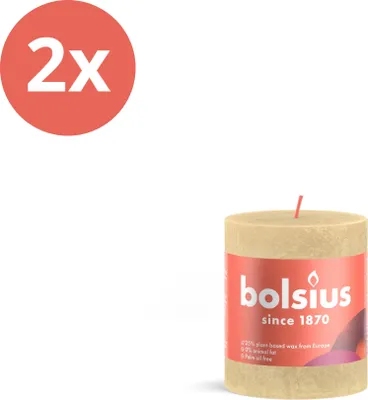 Produktbild von Bolsius - Rustikale Stumpenkerze - 80/68 - 1 Stück pro Packung - Haferbeige - Vorteilspack - 2 Stücke