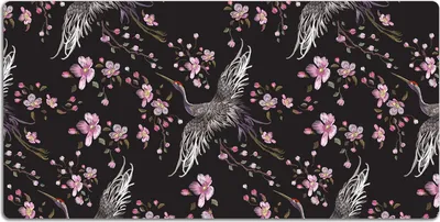 Produktbild von Schreibtischmatte Tischunterlage 90x45 cm Mauspad - Reiher und Blumen
