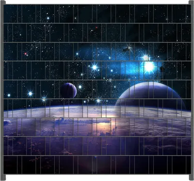 Produktbild von Wallario Zaunsichtschutz mit Motiv Planeten im Weltall für Ein- und Doppelstabmatten Zäune in der Größe 200 x 180 cm