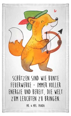 Produktbild von Mr. & Mrs. Panda Handtuch Schütze Astrologie - Weiß - Geschenk, Geschenkidee, Gästetuch, Geburtstagsgeschenk, Tierkreiszeichen, Sternzeichen, Design, Mini-Handtuch, Klein