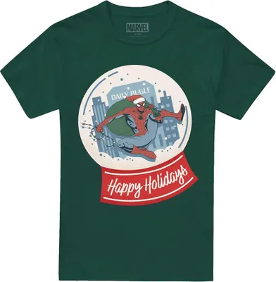 Produktbild von Spider-Man - "New York Happy Holidays" T-Shirt für Herren/Damen Uni, weihnachtliches Design TV26436 (S) (Dunkelgrün)