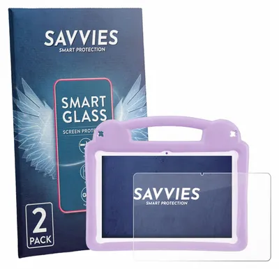 Produktbild von 2x Savvies Schutzglas Folie für LETGOSPT Kids Tablet 10.1" 9H Panzer Schutzfolie Glas Displayschutz klar transparent
