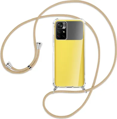 Produktbild von Handykette Backcover-Schutzhülle mit Band (Metall silberfarben) für Xiaomi Redmi Note 11 - caramel