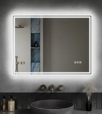 LED-Badspiegel 60x80 cm, Anti-Beschlag, 3-Farben-Dimmung, Memory-Funktion