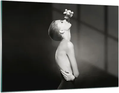 Produktbild von Bilder auf glas - Einteilig - Nackt Frau Blumen - 120x80cm - Glasbilder - Wandbilder - Bilder - zum Aufhängen bereit - Wanddekoration aus Glas - Glas Bilder - Wandbild auf Glas - GAA120x80-4849