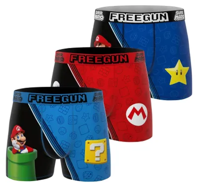 Immagine prodotto di Slip uomo, modello boxer, con stampa Super Mario, confezione da 3, colore blu, taglia 10 (2XL)