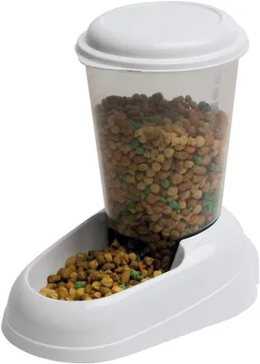 Obrázek produktu pro 3litrový zásobník na krmivo pro domácí mazlíčky, protiskluzové dno, pro psy/kočky, rozměry 20,2 x 29,2 x 28,8 cm, bílý
