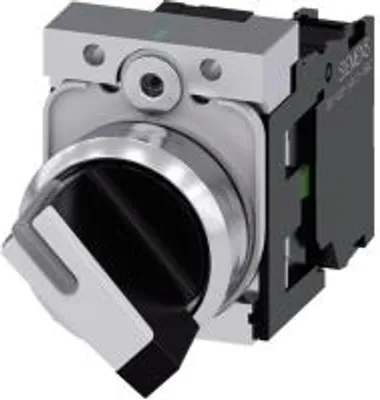 Produktbild von Siemens Drehschalter Frontring Metall, Hochglanz Schwarz, Weiß 1 x 90 ° SIRIUS ACT 3SU1150-2BF60-1BA0 1 St