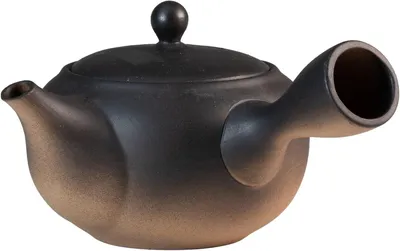 Obrázok produktu pre Čajová kanvica Kyusu 430 ml, keramika, čierna, s bočnou rukoväťou, na čaj