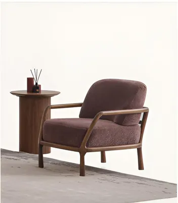 Immagine prodotto di Poltrona di design e tavolino in stile, in legno marrone, moderno ed elegante