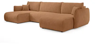 Zdjęcie produktu dla Narożna sofa z funkcją spania i pojemnikiem na pościel, model Alloro, kolor: słoma