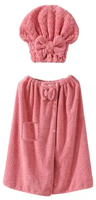 Produktbild von Fleece-Bademantel-Set mit Haartuch, ideal für Zuhause und Reisen