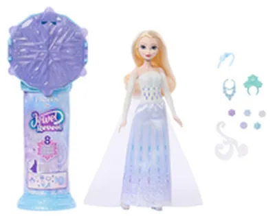 Immagine prodotto di Jewel Reveal Elsa doll, Frozen, accessories with 8 surprises, 1 snowflake-shaped jewelry box, 1 ring
