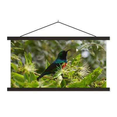 Produktbild von MuchoWow® Textilposter Vogel zwischen den Blättern im Dschungel 120x60 cm mit schwarzem Rahmen - Dekoration Schlafzimmer