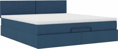 Produktbild von Ottoman-Bett mit Matratze Blau 160x200 cm Stoff