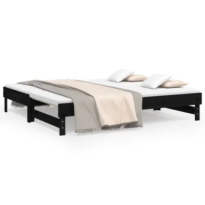 Zdjęcie produktu dla VidaXL 823398, sofa rozkładana, Czarny, Drewno sosnowe, 1925 mm, 795 mm, 335 mm