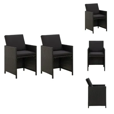 Produktbild von vidaXL Gartenstühle mit Kissen 2 Stk. Poly Rattan Schwarz -  Gartenstühle