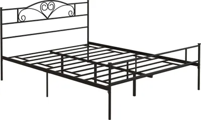 Produktbild von Bett 165 x 207 cm Bettrahmen mit Lattenrost aus Stahl, Unterbettaufbewahrung, Doppelbett, Schwarz