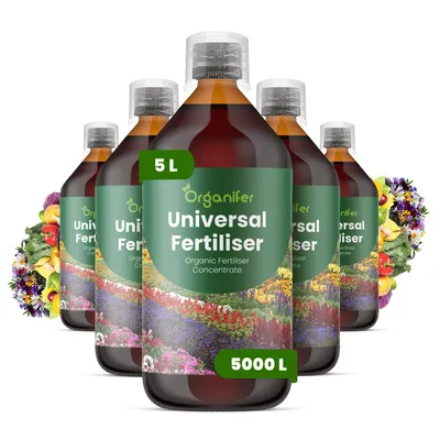 Produktbild von Flüssigdünger Universal 5x1L – 3-4-3 NPK – Flüssig-Pflanzendünger Für Alle Pflanzen – Für Maximale Pflanzenstärke, Wurzeln & Vitalität – Organifer