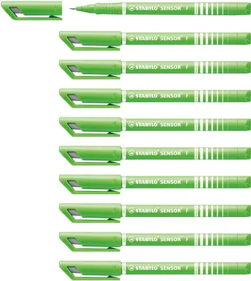 Produktbild von Fineliner mit gefederter Spitze - STABILO SENSOR F - fein - 10er Pack - hellgrün