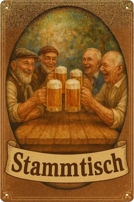 Produktbild von Blechschild AstraDesign 20x30 cm „Stammtisch“ – Metallschild Wanddeko, Schild, Geschenkidee