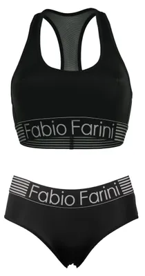 Produktbild von Fabio Farini - 1 Stück Damen Unterwäsche - nahtlose Sport-Bustier aus Baumwolle bügellos, mit Mesheinsatz im Rücken und Logo-Bund