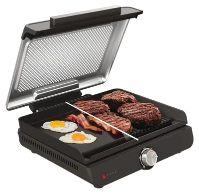 Productafbeelding van Ninja Sizzle GR101EU Elektrische grill en plancha 2-in-1, tafelgrill met antiaanbaklaag, 1450W