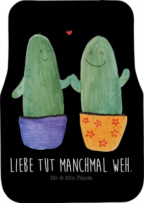 Produktbild von Mr. & Mrs. Panda Fußmatte Fürs Auto Kaktus Liebe - Schwarz - Geschenk, Automatte, Hochzeit, Streit, Kfz, Autofußmatte, Love, Kakteen, Verlobung