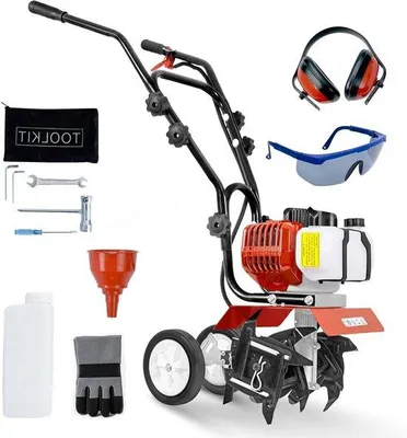 Image de Motoculteur - Moteur puissant de 52 cm³ - Largeur de travail de 28 cm - Noir et orange