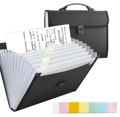 Produktbild von A4-Dokumentenmappe mit Griff – 13 Fächer, Dokumentenorganizer aus Kunststoff