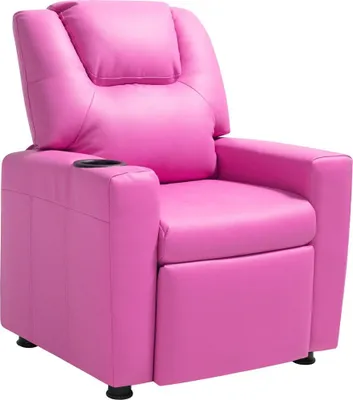Produktbild von Kinderliegestuhl aus Kunstleder mit Getränkehalter (rosa)