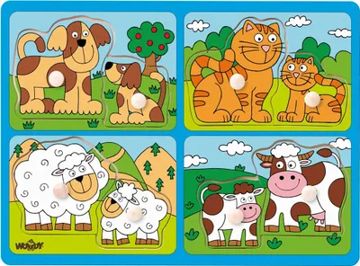 Immagine prodotto di Puzzle per i più piccoli con maniglie - animali domestici con bambini,
