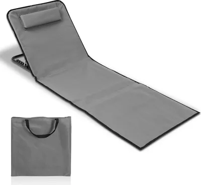Produktbild von Jayseuw Strandmatte mit Tragegurt mit Kopflehne Kopstütze Verstellbarer Rückenlehne 600D Polyester Grau 1 Stucke 145cm x 47cm