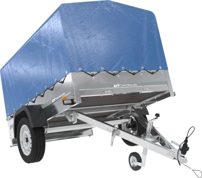 Zdjęcie produktu dla Przyczepka lekka 230x125 UNITRAILER GARDEN 230 KIPP ze stelażem H-800 i pokrowcem niebieskim