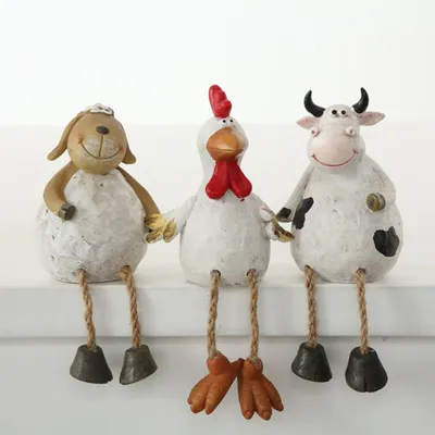 Produktbild von Boltze Home Kantenhocker Farmtiere 3er Set -  Kuh, Schaf, Hahn