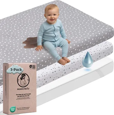 Productafbeelding van 2 Hoeslakens Co Sleeper 50x83 + Matrasbeschermer, Sterren