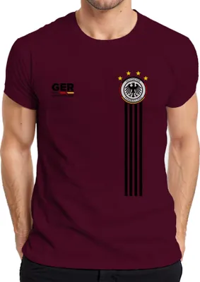 Obrázek produktu pro Germany Team Football Fan Eagle World Cup Football Shirt Pánské tričko, Burgundy, S