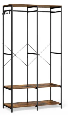Produktbild von Brauner Vintage-Kleiderständer, Stahl/Spanplatte, 40 x 94,5 x 180 cm, kippsicher