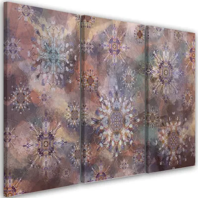 Produktbild von Triptychon auf leinwand mosaik der sterne 120x80 cm Feeby braun wandbild bereit zum aufhängen