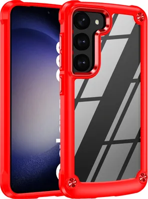 Produktbild von Samsung S23+ Hülle, Hybrid Transparente PC Robust TPU Bumper Stoßfest Schutzhülle für Samsung Galaxy S23+ Rot