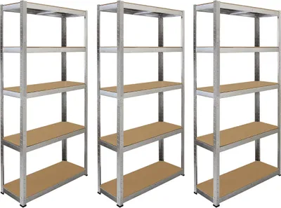Obrázok produktu pre Monster Racking Galwix 6x regály na ťažké bremená, skladové regály, garážové regály, oceľové regály, priemyselné regály, dielenské regály, montované regály, kovové regály, regály do pivnice, regálový systém 150 cm (v) x 75 cm (d) x 30 cm (š), 100 % bez skrutiek