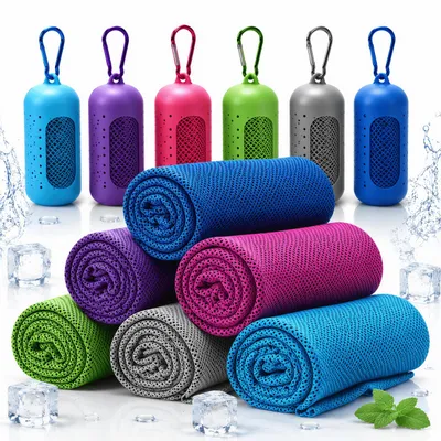 Produktbild von 6 Stück Sporthandtuch Cooling Towel, 100 × 30 cm, sofort kühlend & schnelltrocknend, Kühlhandtuch Mikrofaser für Fitness, Laufen, Camping, Outdoor