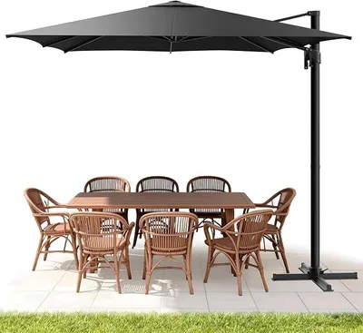 Imagen del producto de Parasol para jardín de 300 x 300 cm, robusto, con protección de 360° - Color antracita