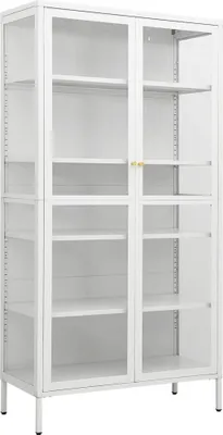 Image de vidaXL Vitrine blanche 90x40x180 cm Acier et verre trempé