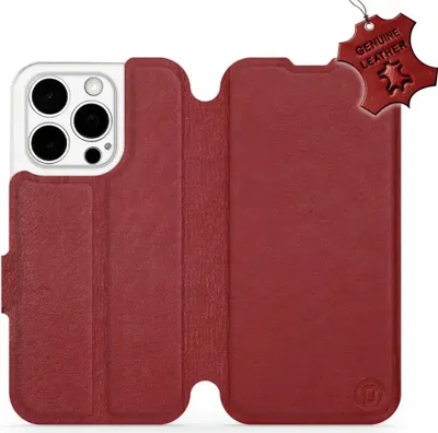 Produktbild von Echtleder Handyhülle für iPhone 15 Pro, Mobiwear Leather, Dunkelrot