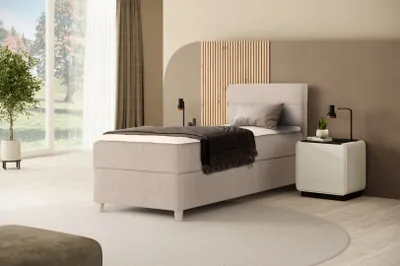 Produktbild von Stivoll Boxspringbett DONNA MINI - Bett mit Federkernmatratze Bett 100x200cm mit Topper Einzelbett - Beige (soro 21)