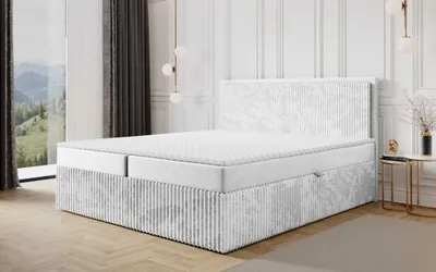 Produktbild von Boxspringbett Schlafzimmerbett HIDIS 140x220cm Stoff Vito Hellgrau