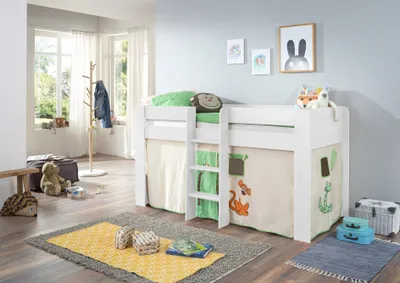 Produktbild von Relita Halbhochbett ANDI Liegefläche 90 x 20 cm Nachbildung natur inkl. Vorhang; BH1684117+TX5002074